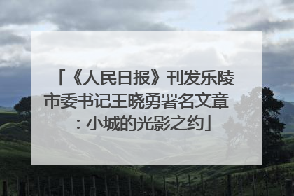 《人民日报》刊发乐陵市委书记王晓勇署名文章：小城的光影之约