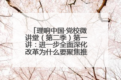 理响中国·党校微讲堂（第二季）第一讲：进一步全面深化改革为什么要聚焦推进中国式现代化