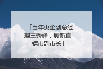 百年央企副总经理王秀峰，履新直辖市副市长