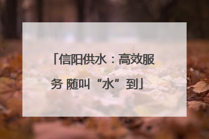 信阳供水：高效服务 随叫“水”到