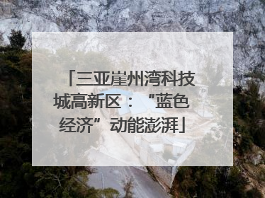 三亚崖州湾科技城高新区：“蓝色经济”动能澎湃