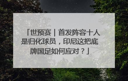世预赛｜首发阵容十人是归化球员，印尼这把底牌国足如何应对？