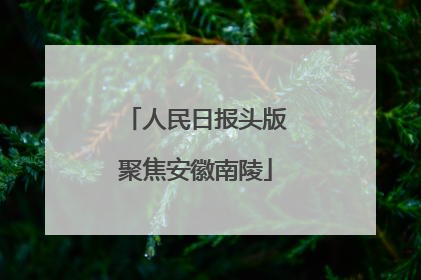 人民日报头版聚焦安徽南陵