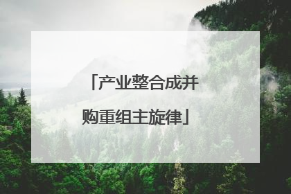 产业整合成并购重组主旋律