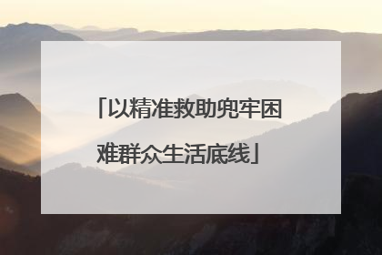 以精准救助兜牢困难群众生活底线