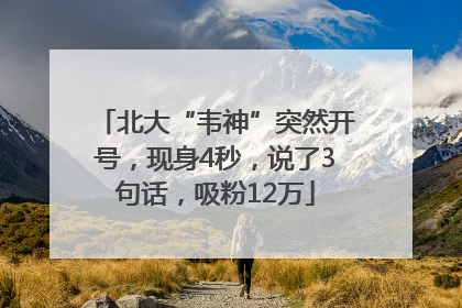 北大“韦神”突然开号，现身4秒，说了3句话，吸粉12万