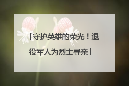 守护英雄的荣光！退役军人为烈士寻亲
