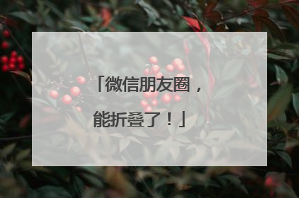 微信朋友圈，能折叠了！
