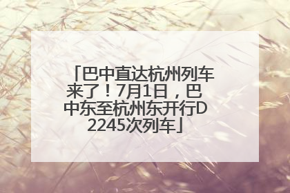 巴中直达杭州列车来了！7月1日，巴中东至杭州东开行D2245次列车