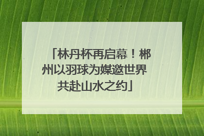 林丹杯再启幕！郴州以羽球为媒邀世界共赴山水之约