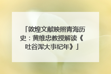 敦煌文献映照青海历史：黄维忠教授解读《吐谷浑大事纪年》