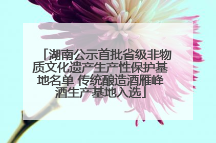 湖南公示首批省级非物质文化遗产生产性保护基地名单 传统酿造酒雁峰酒生产基地入选