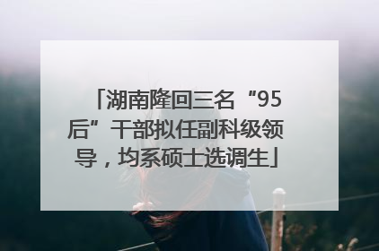 湖南隆回三名“95后”干部拟任副科级领导，均系硕士选调生