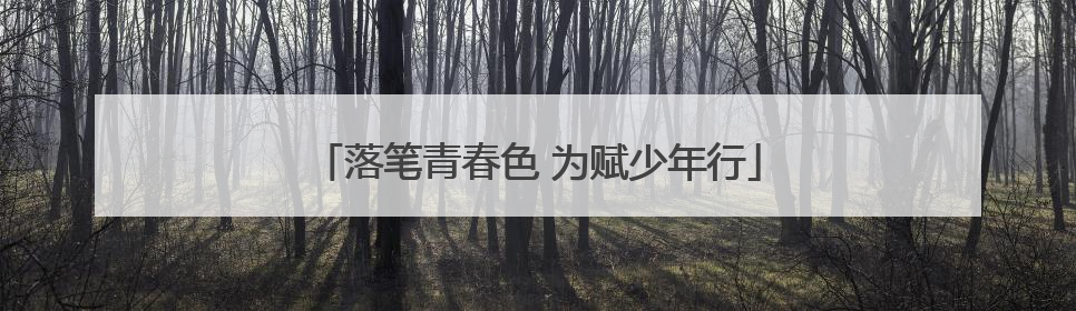 落笔青春色 为赋少年行