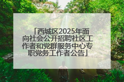 西城区2025年面向社会公开招聘社区工作者和党群服务中心专职党务工作者公告