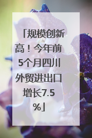 规模创新高！今年前5个月四川外贸进出口增长7.5%