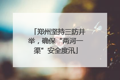 郑州坚持三防并举，确保“两河一渠”安全度汛