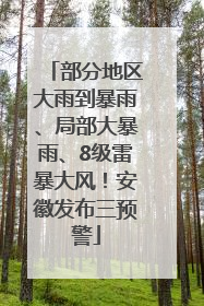 部分地区大雨到暴雨、局部大暴雨、8级雷暴大风！安徽发布三预警