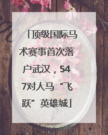 顶级国际马术赛事首次落户武汉，547对人马“飞跃”英雄城