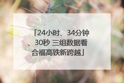 24小时、34分钟、30秒 三组数据看合福高铁新跨越