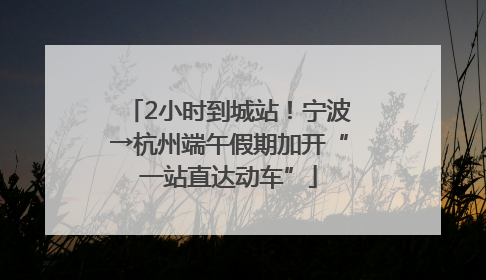 2小时到城站！宁波→杭州端午假期加开“一站直达动车”